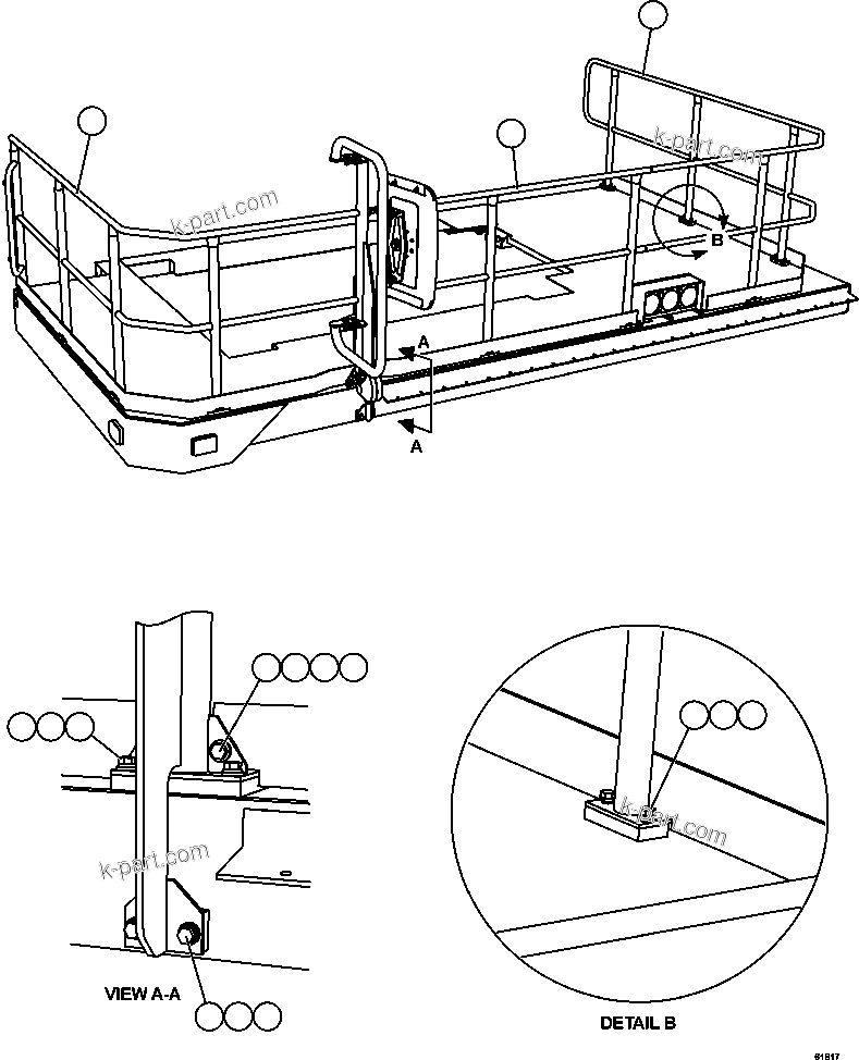 Komatsu parts book diagram for AFE63-B 960E-1K S/N A50009 - A50010    ANGLO SISHEN: LH DECK HANDRAILS
