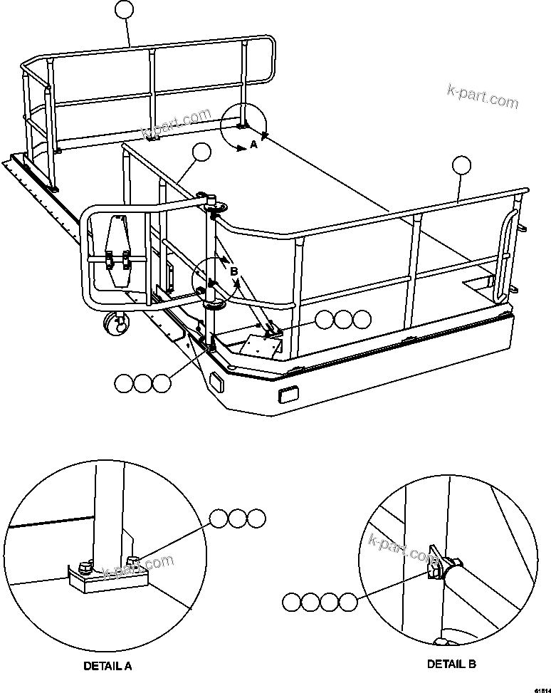 Komatsu parts book diagram for AFE63-B 960E-1K S/N A50009 - A50010    ANGLO SISHEN: RH DECK HANDRAILS