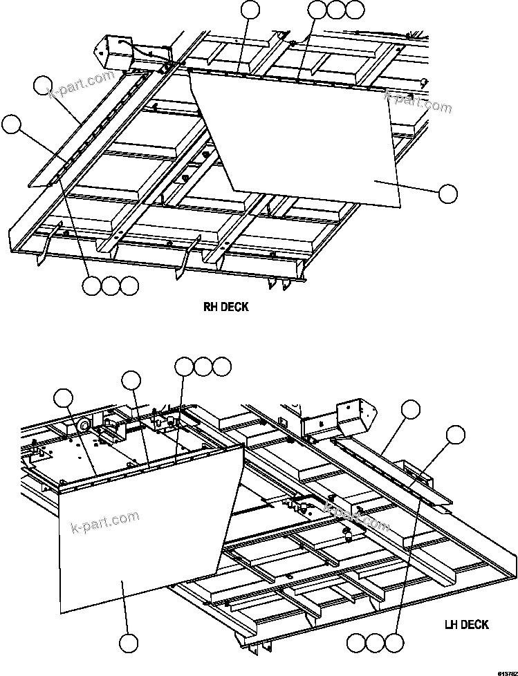 Komatsu parts book diagram for AFE63-B 960E-1K S/N A50009 - A50010    ANGLO SISHEN: DECK MUD FLAPS INSTALLATION