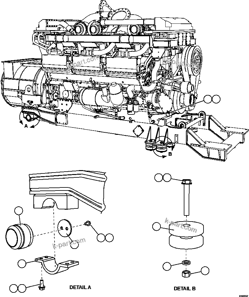 Komatsu parts book diagram for AFE63-B 960E-1K S/N A50009 - A50010    ANGLO SISHEN: ENGINE/SUB-FRAME MOUNTS