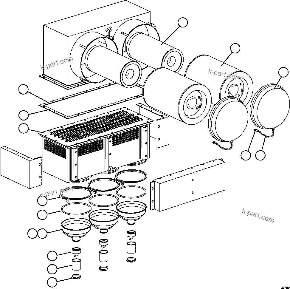Komatsu parts book diagram for AFE63-B 960E-1K S/N A50009 - A50010    ANGLO SISHEN: AIR CLEANER         PC2558