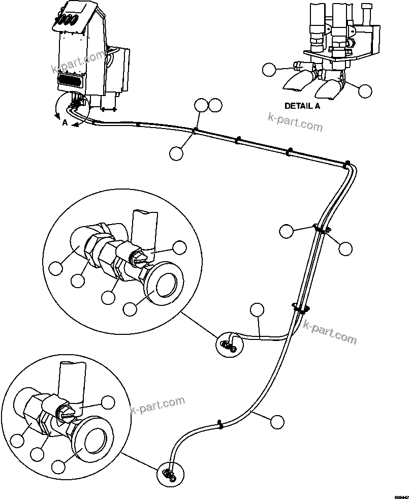 Komatsu parts book diagram for AFE63-B 960E-1K S/N A50009 - A50010    ANGLO SISHEN: HEATER HOSE INSTALLATION