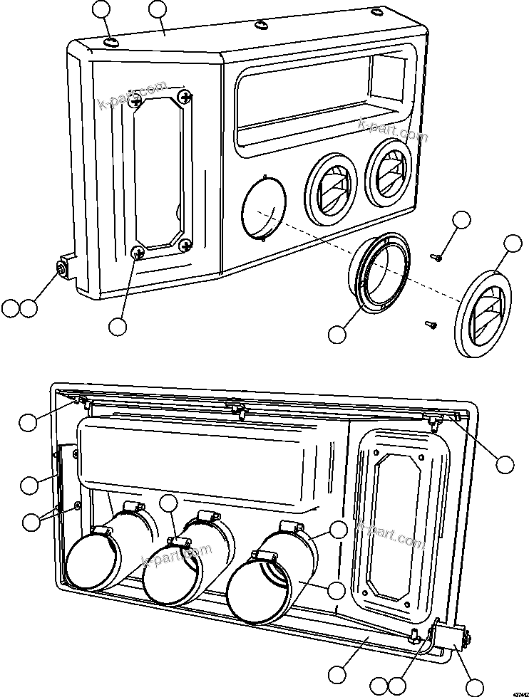 Komatsu parts book diagram for AFE63-B 960E-1K S/N A50009 - A50010    ANGLO SISHEN: HEATER/AIR CONDITIONER DASH MODULE