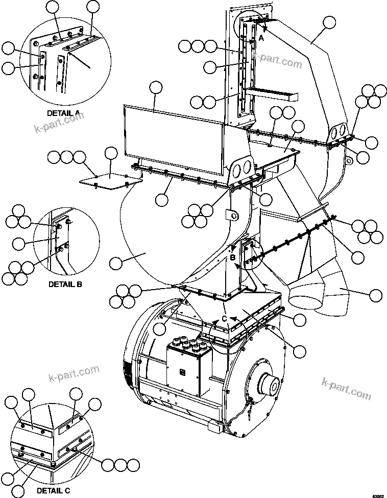 Komatsu parts book diagram for AFE63-B 960E-1K S/N A50009 - A50010    ANGLO SISHEN: BLOWER DUCT WORK