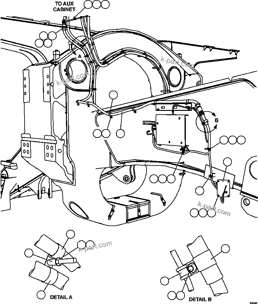 Komatsu parts book diagram for AFE63-B 960E-1K S/N A50009 - A50010    ANGLO SISHEN: LH FRAME RAIL WIRING   1/2
