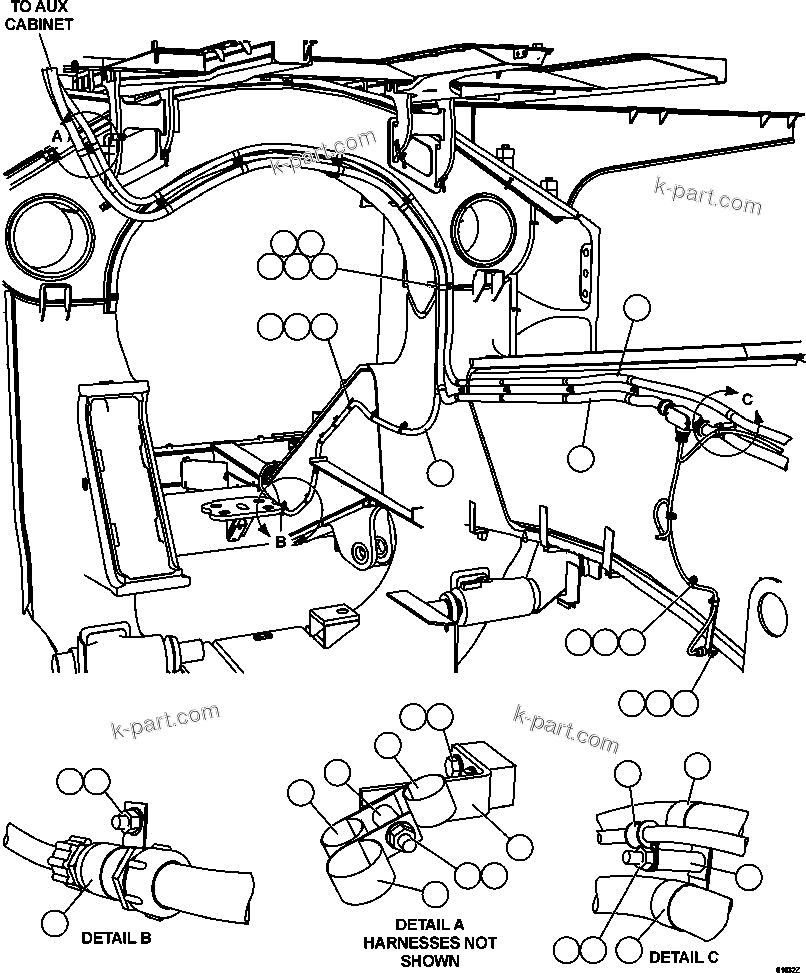 Komatsu parts book diagram for AFE63-B 960E-1K S/N A50009 - A50010    ANGLO SISHEN: RH FRAME RAIL WIRING