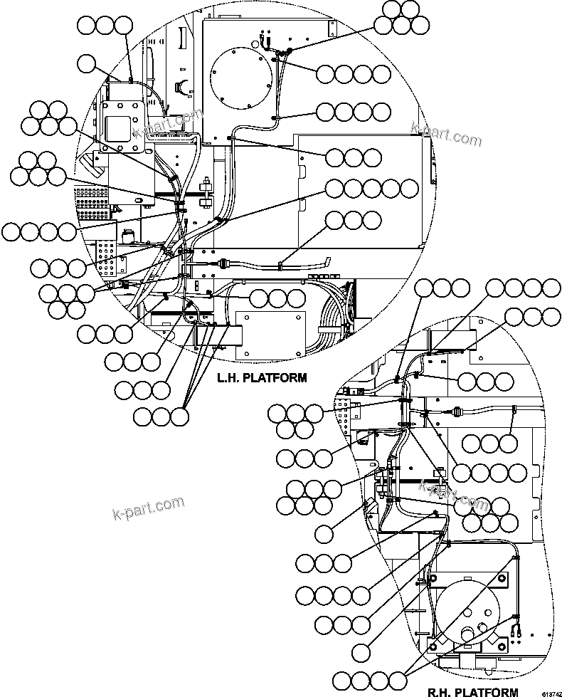 Komatsu parts book diagram for AFE63-B 960E-1K S/N A50009 - A50010    ANGLO SISHEN: ELECTRICAL HARNESS ROUTING - FRONT PLATFORMS
