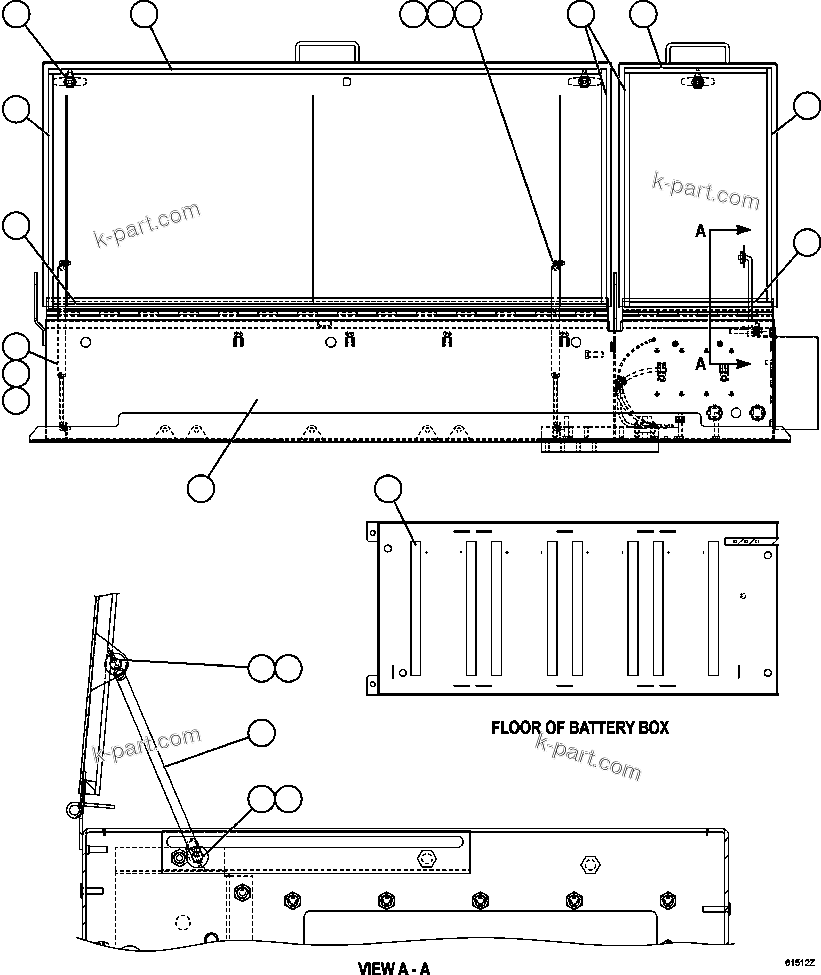 Komatsu parts book diagram for AFE63-B 960E-1K S/N A50009 - A50010    ANGLO SISHEN: BATTERY BOX    1/5