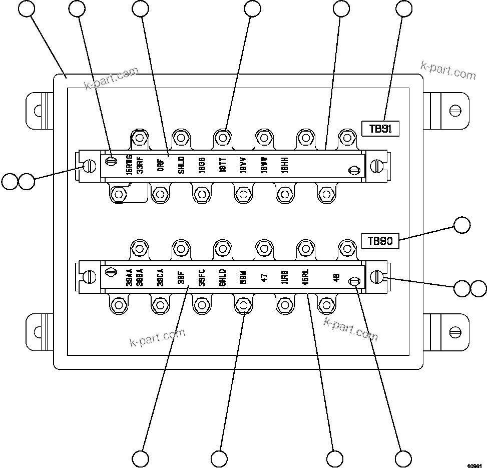Komatsu parts book diagram for AFE63-B 960E-1K S/N A50009 - A50010    ANGLO SISHEN: JUNCTION BOX ASSEMBLY - RH      EK5824