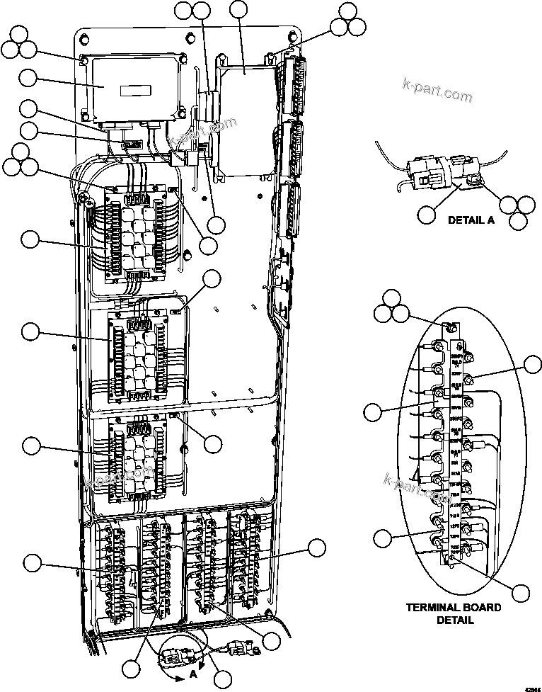 Komatsu parts book diagram for AFE63-B 960E-1K S/N A50009 - A50010    ANGLO SISHEN: AUXILIARY CONTROL CABINET - SIDE WALL   1/2