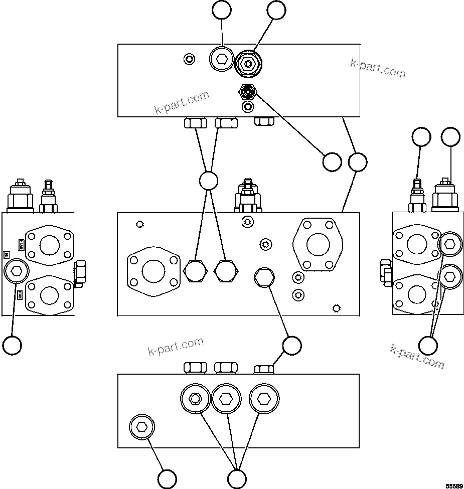 Komatsu parts book diagram for AFE63-B 960E-1K S/N A50009 - A50010    ANGLO SISHEN: OVERCENTER MANIFOLD VALVE ASSM       PC0522