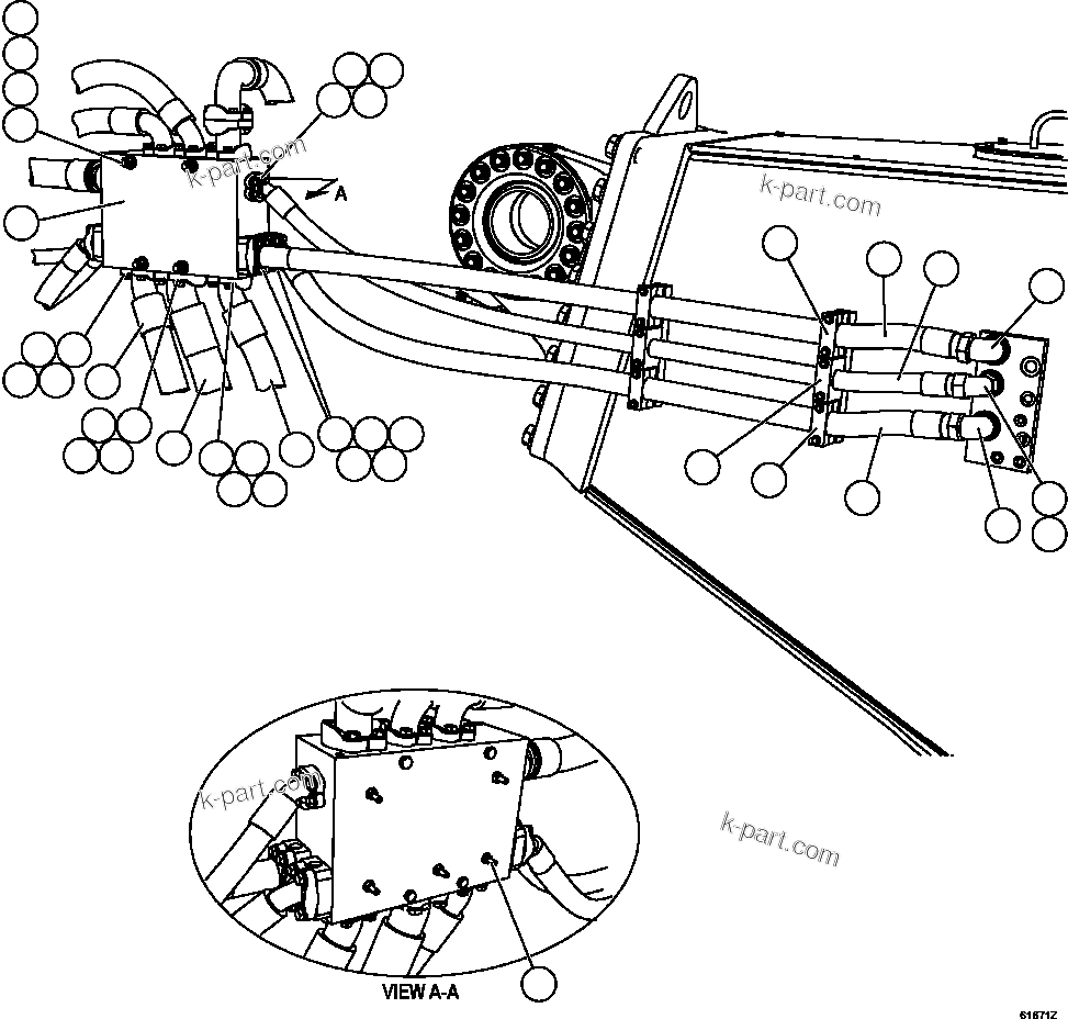 Komatsu parts book diagram for AFE63-B 960E-1K S/N A50009 - A50010    ANGLO SISHEN: BRAKE COOLING PIPING  3/3