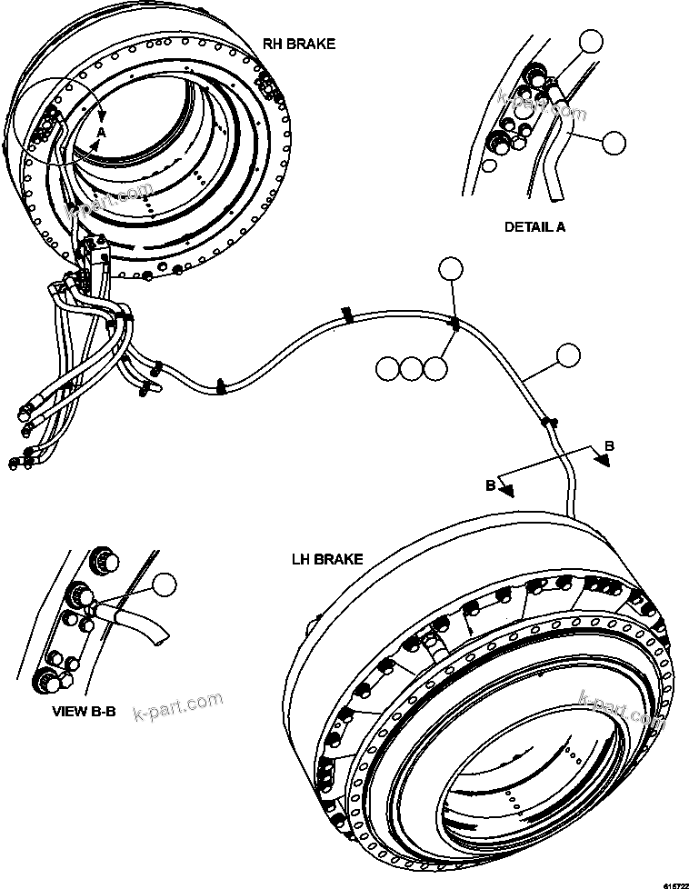 Komatsu parts book diagram for AFE63-B 960E-1K S/N A50009 - A50010    ANGLO SISHEN: BRAKE APPLY PIPING - REAR AXLE   1/2