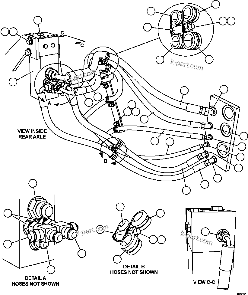 Komatsu parts book diagram for AFE63-B 960E-1K S/N A50009 - A50010    ANGLO SISHEN: BRAKE APPLY PIPING - REAR AXLE   2/2
