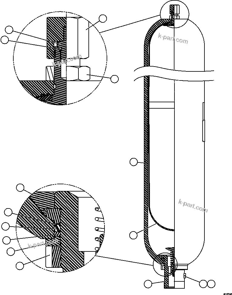 Komatsu parts book diagram for AFE63-B 960E-1K S/N A50009 - A50010    ANGLO SISHEN: ACCUMULATOR ASSEMBLY - 10 GAL    PC2039