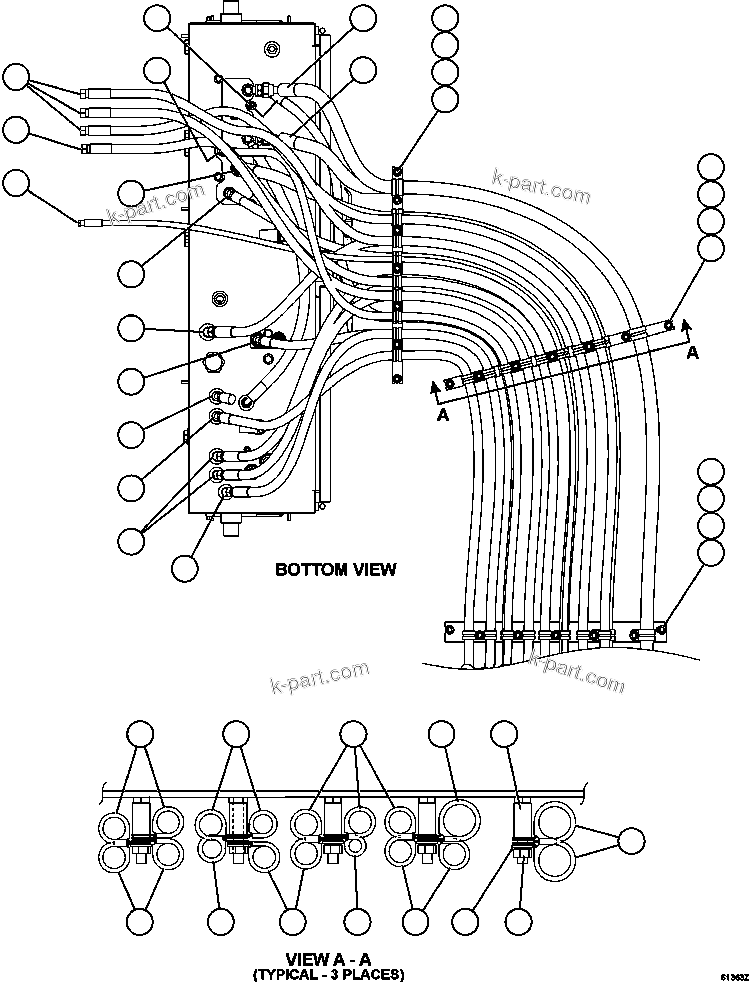 Komatsu parts book diagram for AFE63-B 960E-1K S/N A50009 - A50010    ANGLO SISHEN: HYDRAULIC CABINET HOSE ROUTING   1/2