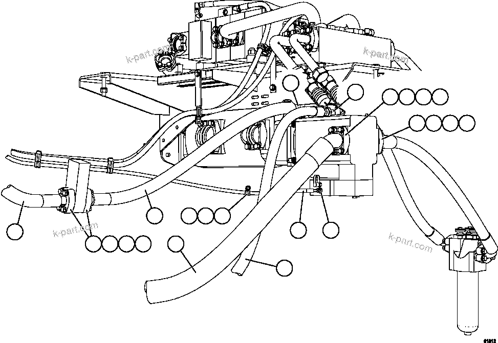Komatsu parts book diagram for AFE63-B 960E-1K S/N A50009 - A50010    ANGLO SISHEN: STEERING SYSTEM PIPING  2/2