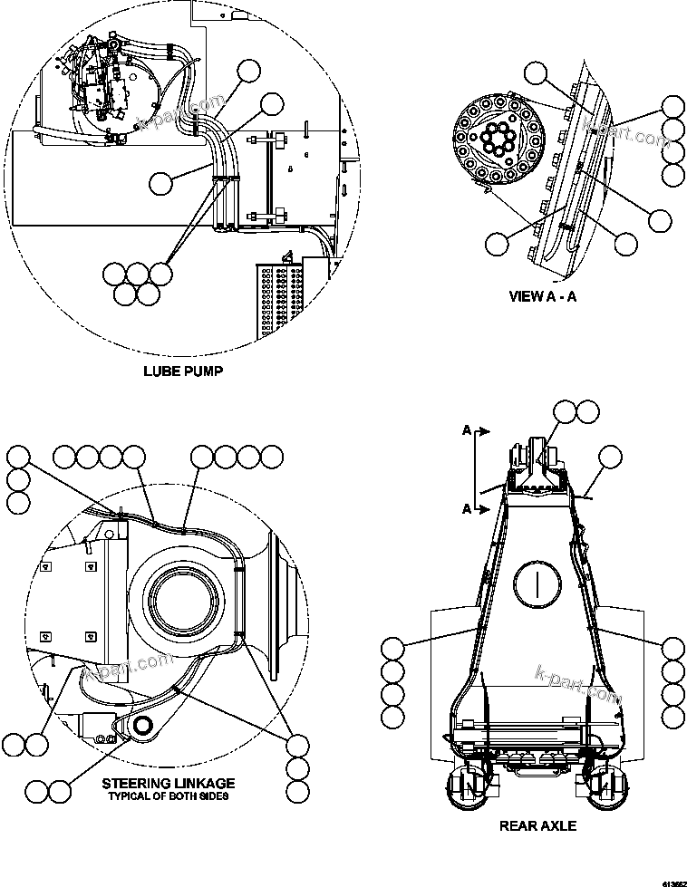 Komatsu parts book diagram for AFE63-B 960E-1K S/N A50009 - A50010    ANGLO SISHEN: AUTOMATIC LUBRICATION SYSTEM HOSE ROUTING    2/2