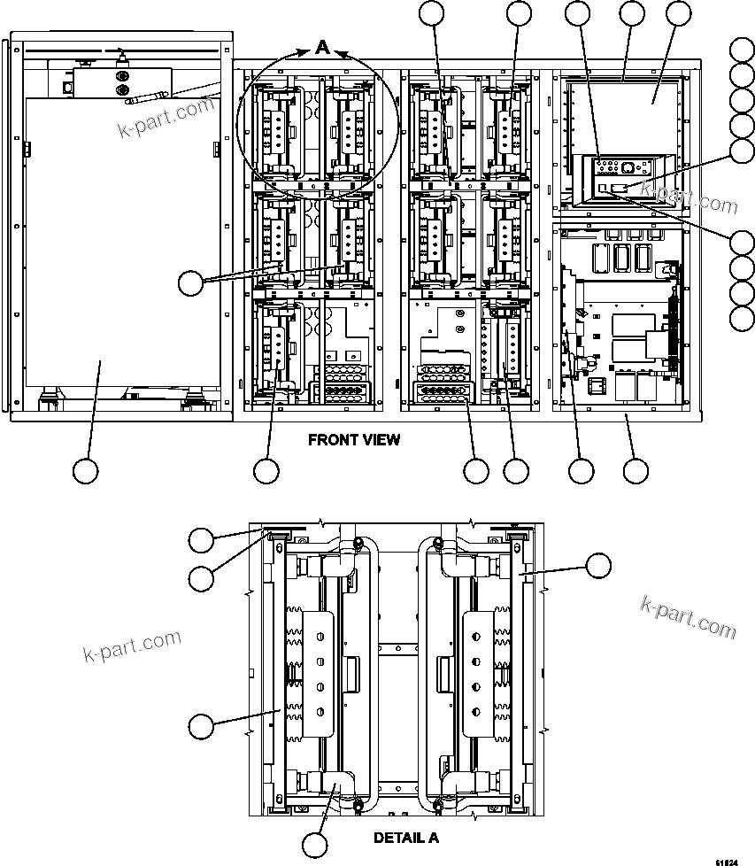 Komatsu parts book diagram for AFE63-B 960E-1K S/N A50009 - A50010    ANGLO SISHEN: INVERTER CABINET - FRONT  1/13    PC3241