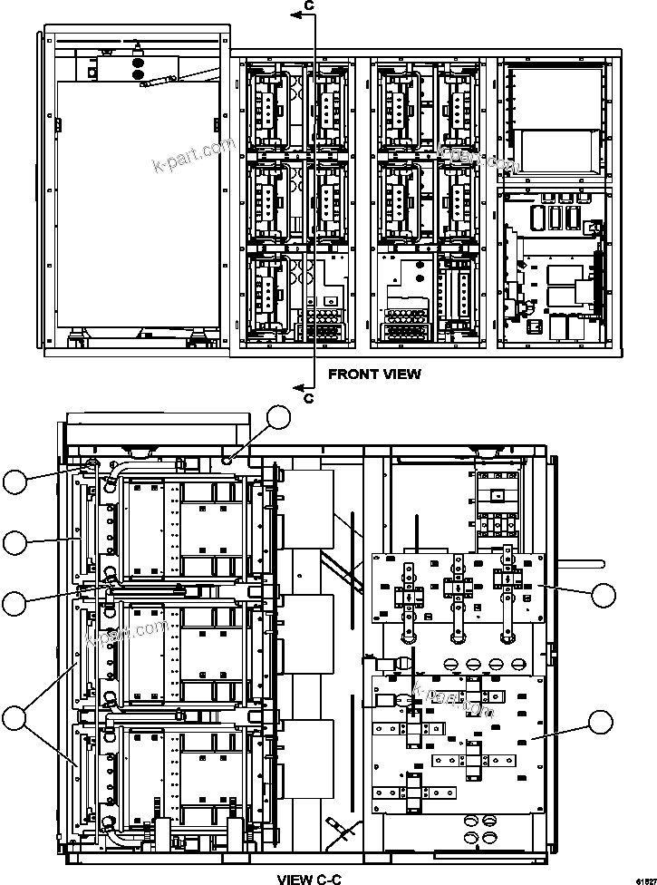 Komatsu parts book diagram for AFE63-B 960E-1K S/N A50009 - A50010    ANGLO SISHEN: INVERTER CABINET - FRONT  4/13    PC3241