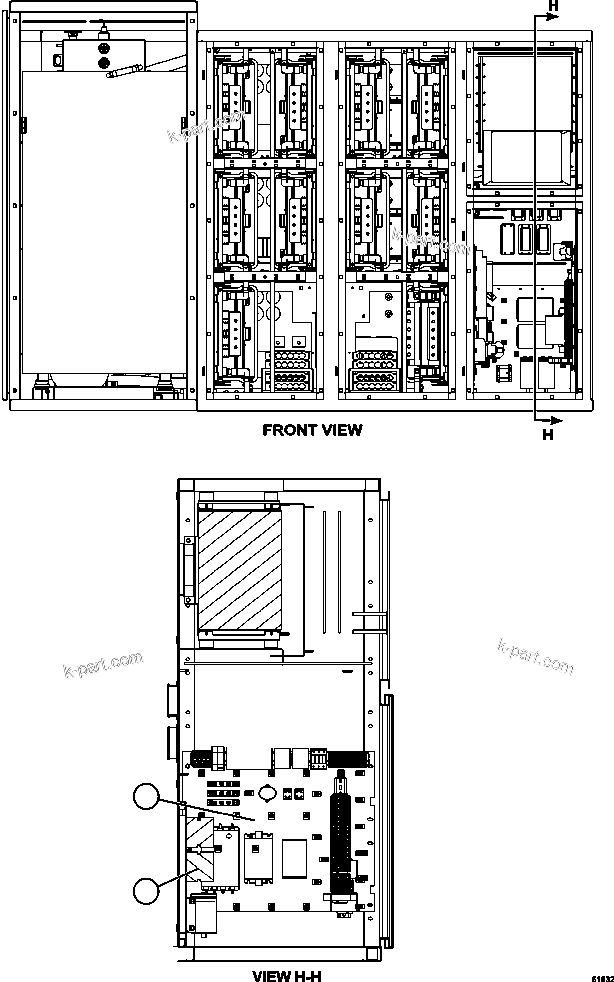 Komatsu parts book diagram for AFE63-B 960E-1K S/N A50009 - A50010    ANGLO SISHEN: INVERTER CABINET - FRONT  9/13    PC3241