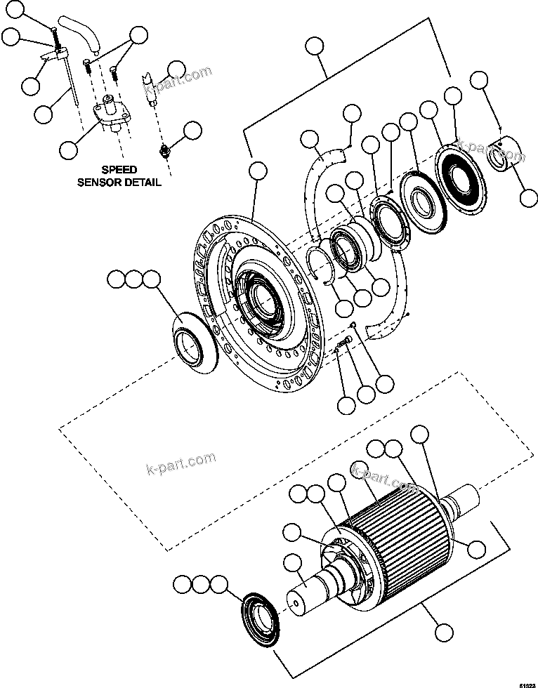 Komatsu parts book diagram for AFE63-B 960E-1K S/N A50009 - A50010    ANGLO SISHEN: TRACTION MOTOR ASSEMBLY  2/3    PC1715