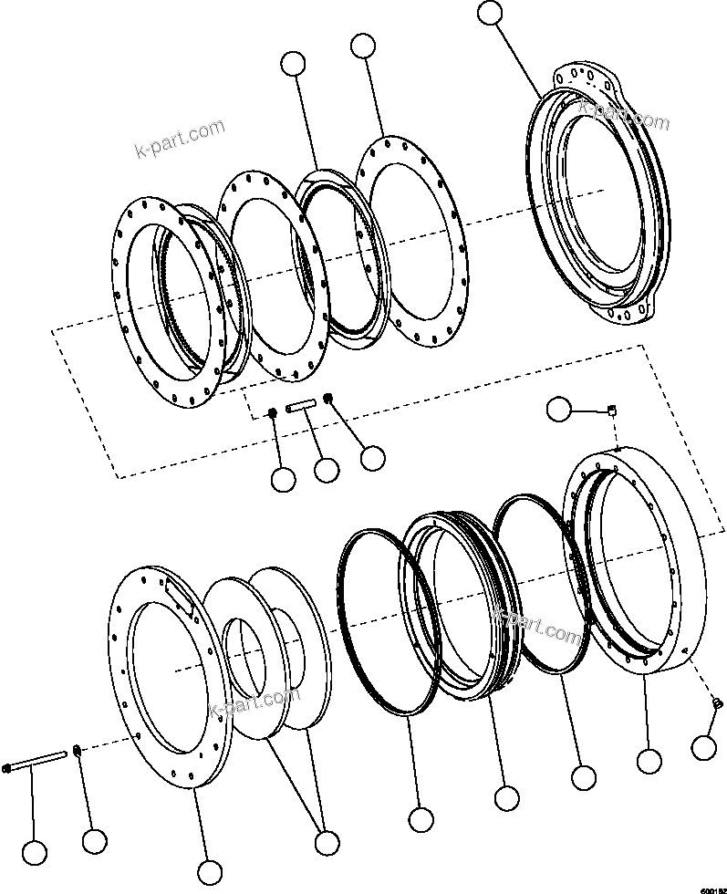 Komatsu parts book diagram for AFE67-B 960E-2 S/N A30074 - A30083, A30089 - A30091, A30093 - A30095 & A30098 - A30106  ESCONDIDA: PARKING BRAKE ASSEMBLY          58F-33-00040