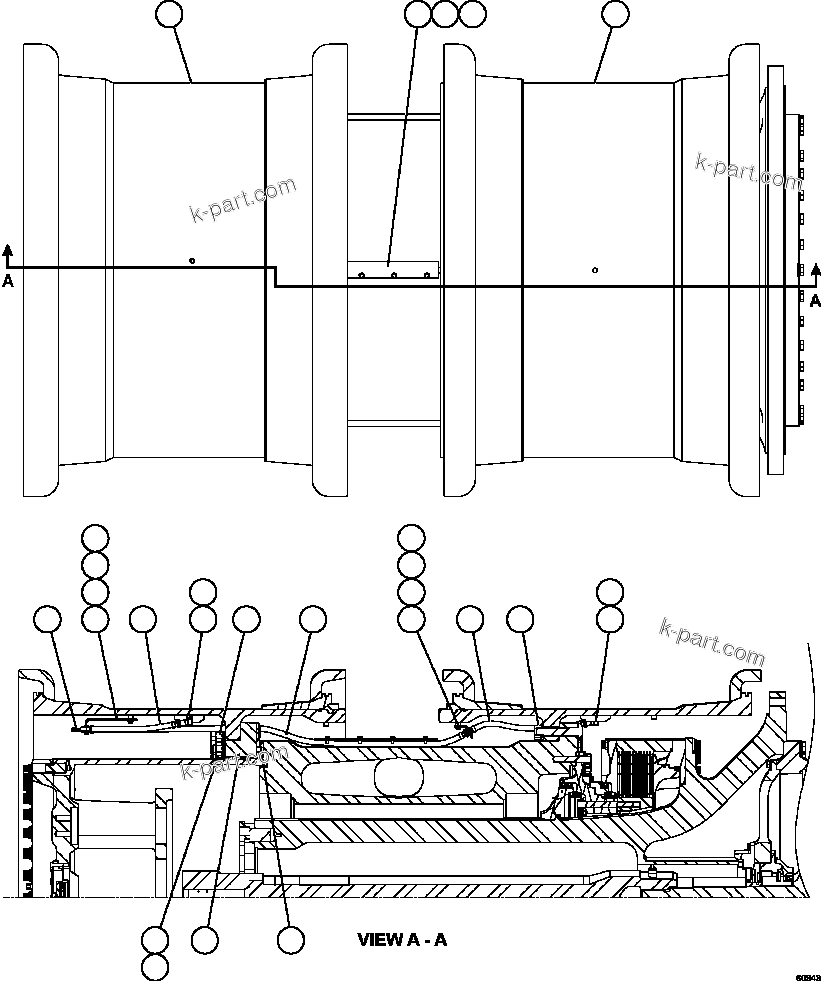 Komatsu parts book diagram for AFE67-B 960E-2 S/N A30074 - A30083, A30089 - A30091, A30093 - A30095 & A30098 - A30106  ESCONDIDA: REAR WHEELS & MOUNTING