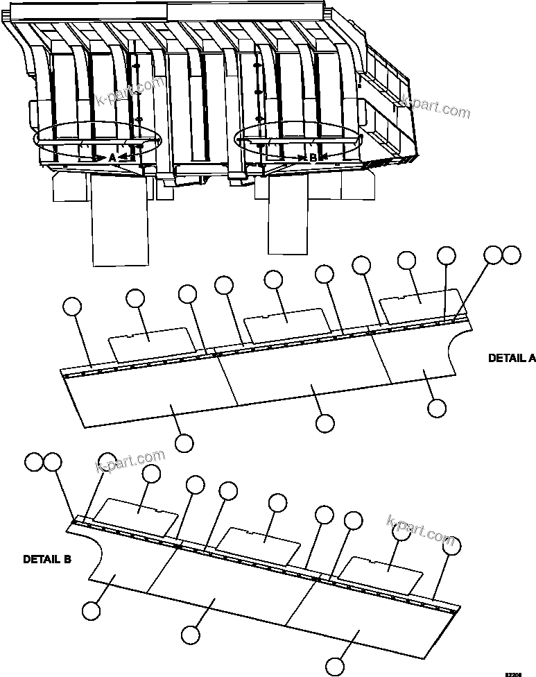 Komatsu parts book diagram for AFE67-B 960E-2 S/N A30074 - A30083, A30089 - A30091, A30093 - A30095 & A30098 - A30106  ESCONDIDA: BODY MUD FLAPS     1/3