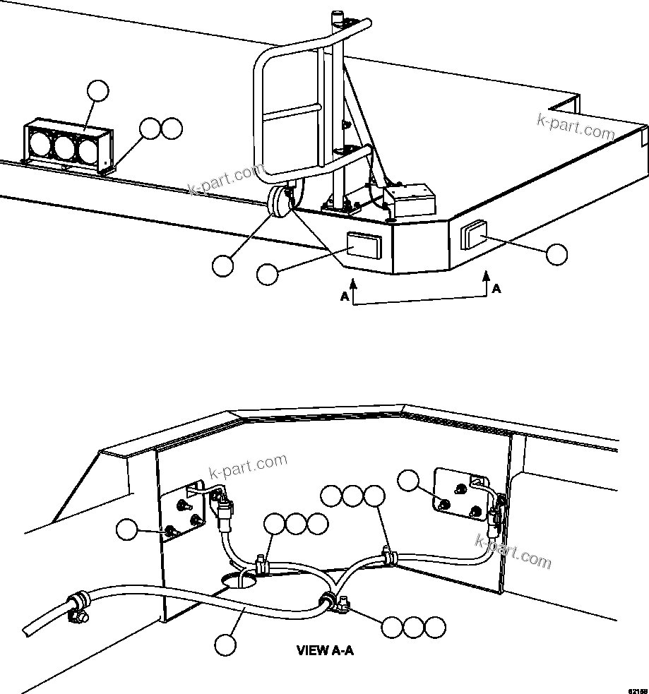 Komatsu parts book diagram for AFE67-B 960E-2 S/N A30074 - A30083, A30089 - A30091, A30093 - A30095 & A30098 - A30106  ESCONDIDA: RH DECK LIGHTS