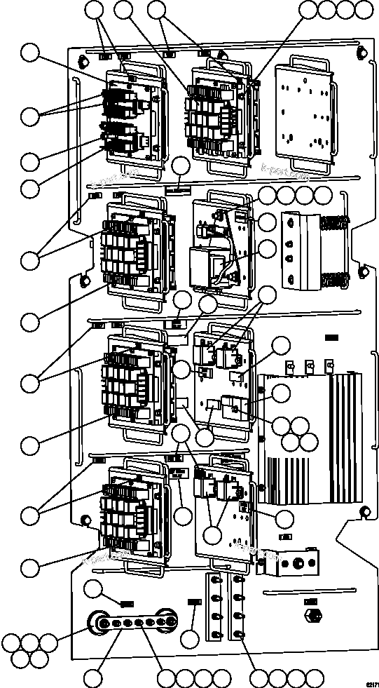 Komatsu parts book diagram for AFE67-B 960E-2 S/N A30074 - A30083, A30089 - A30091, A30093 - A30095 & A30098 - A30106  ESCONDIDA: AUXILIARY CONTROL CABINET - LEFT SIDE WALL  1/2