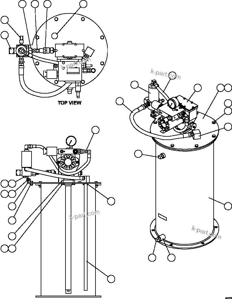 Komatsu parts book diagram for AFE67-B 960E-2 S/N A30074 - A30083, A30089 - A30091, A30093 - A30095 & A30098 - A30106  ESCONDIDA: LUBE PUMP/CONTAINER ASSEMBLY
