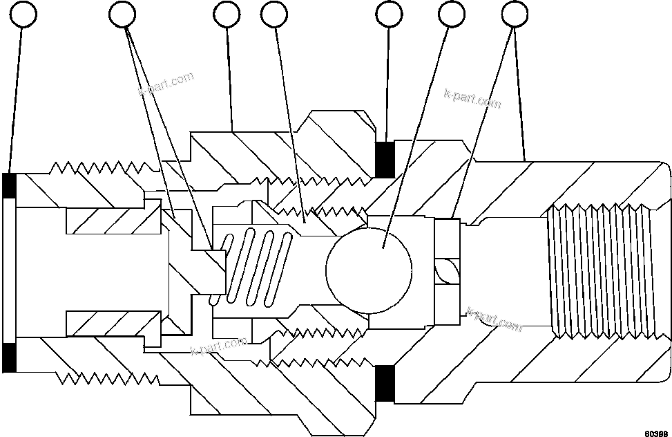 Komatsu parts book diagram for AFE67-B 960E-2 S/N A30074 - A30083, A30089 - A30091, A30093 - A30095 & A30098 - A30106  ESCONDIDA: CHECK VALVE ASSEMBLY              LA1187