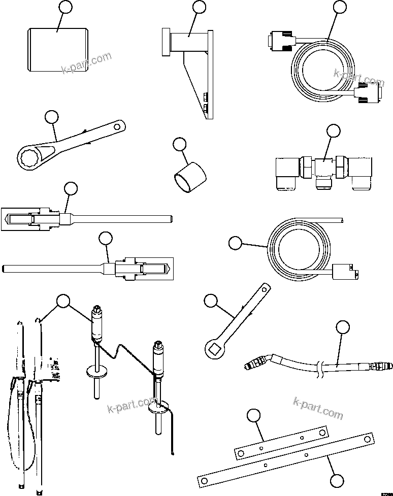 Komatsu parts book diagram for AFE67-B 960E-2 S/N A30074 - A30083, A30089 - A30091, A30093 - A30095 & A30098 - A30106  ESCONDIDA: TOOL GROUP         58B-98-00510