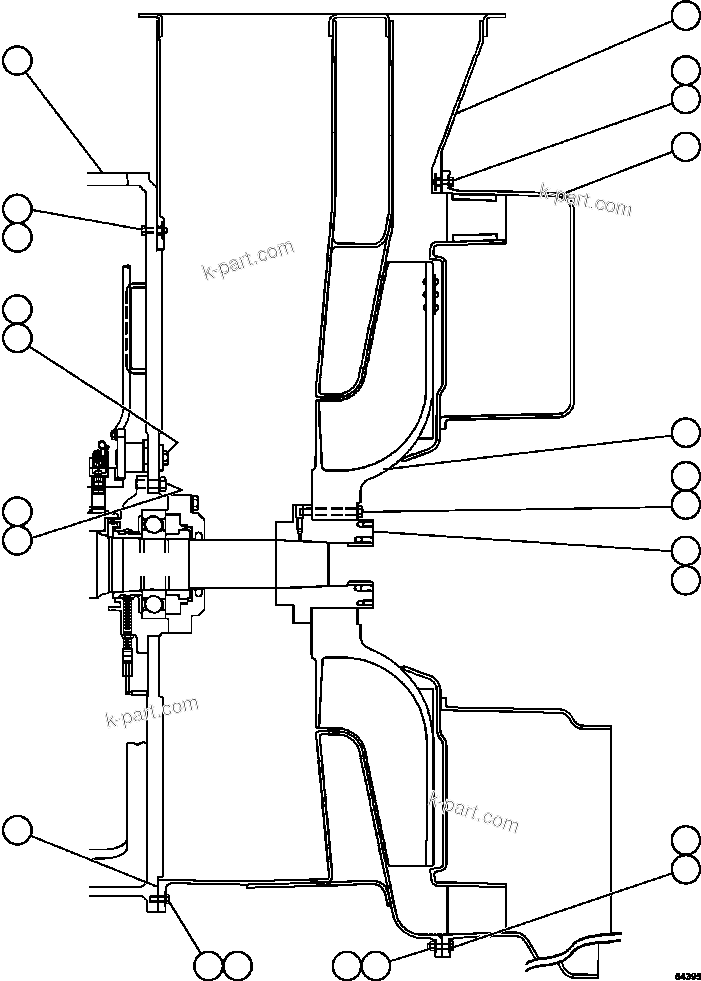 Komatsu parts book diagram for AFE67-B 960E-2 S/N A30074 - A30083, A30089 - A30091, A30093 - A30095 & A30098 - A30106  ESCONDIDA: BLOWER HOUSING