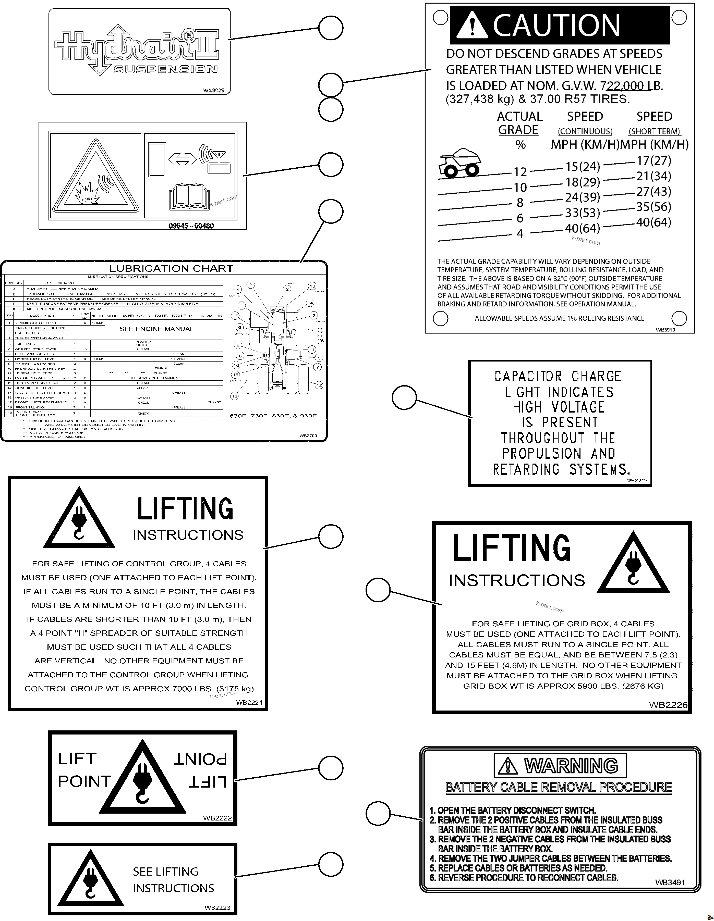 Komatsu parts book diagram for AFE69-A 730E-8 S/N A40002 HAILE GOLD MINE: DECALS & WARNINGS   3/4