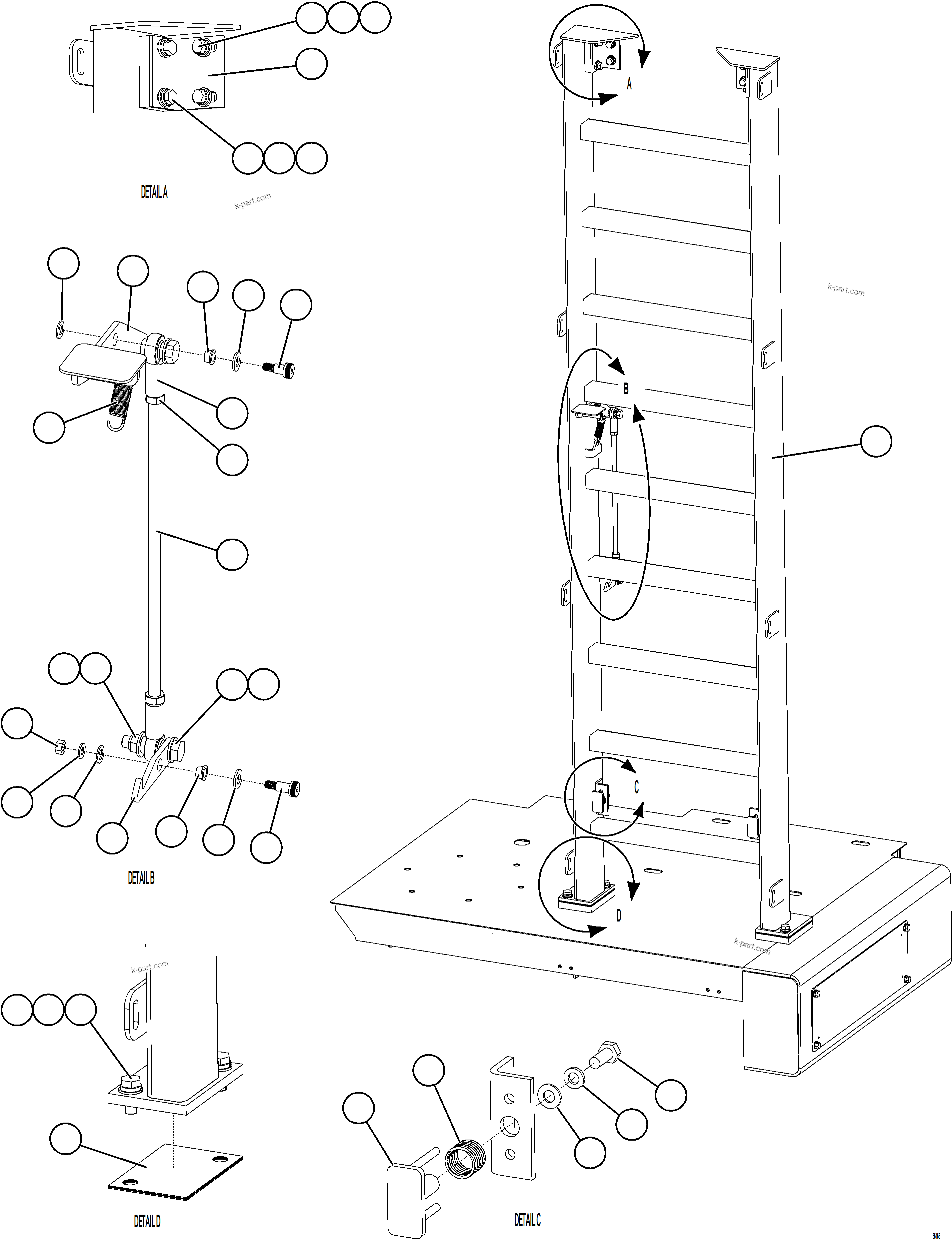 Komatsu parts book diagram for AFE69-A 730E-8 S/N A40002 HAILE GOLD MINE: RH LADDER INSTALLATION