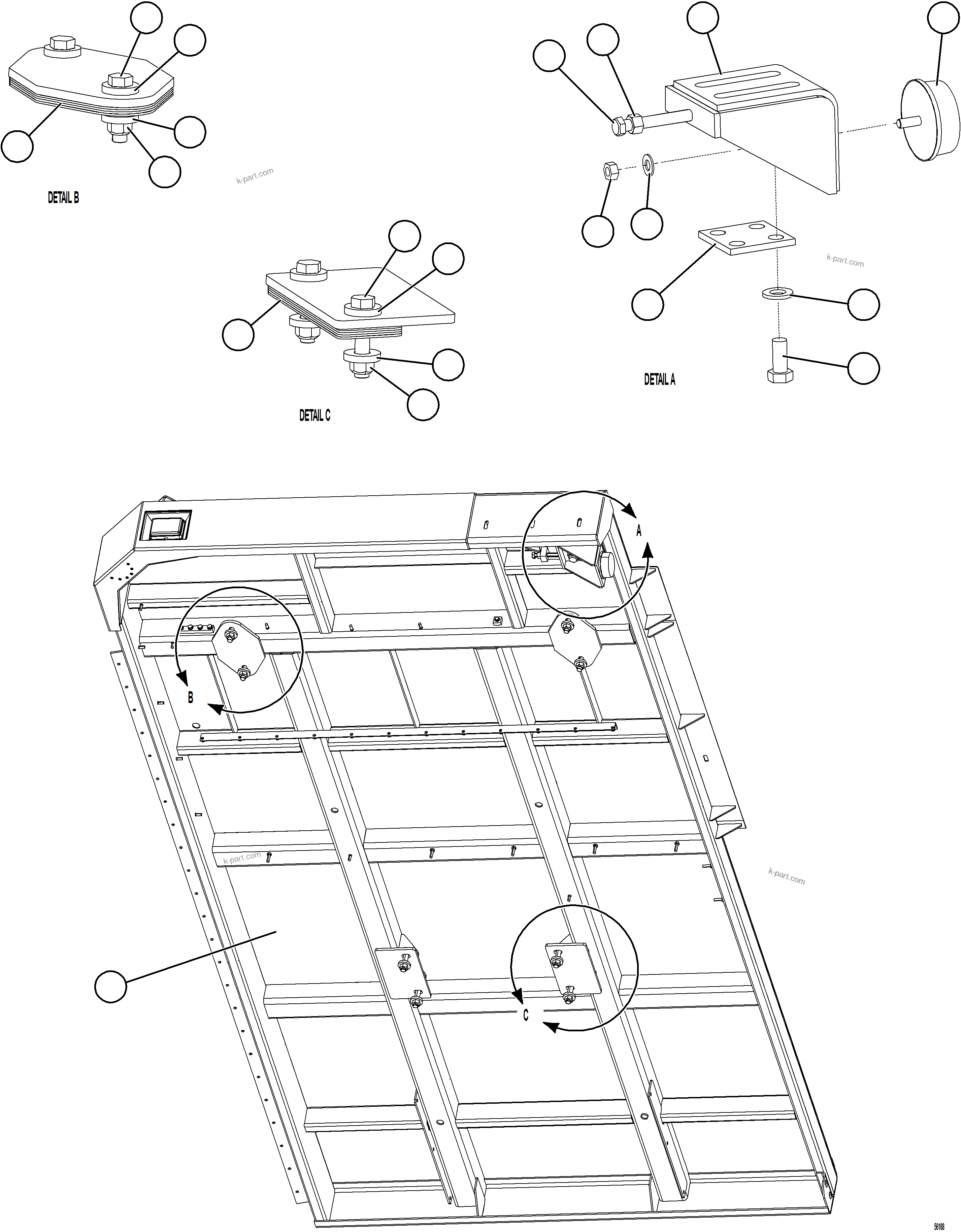 Komatsu parts book diagram for AFE69-A 730E-8 S/N A40002 HAILE GOLD MINE: RH DECK INSTALLATION