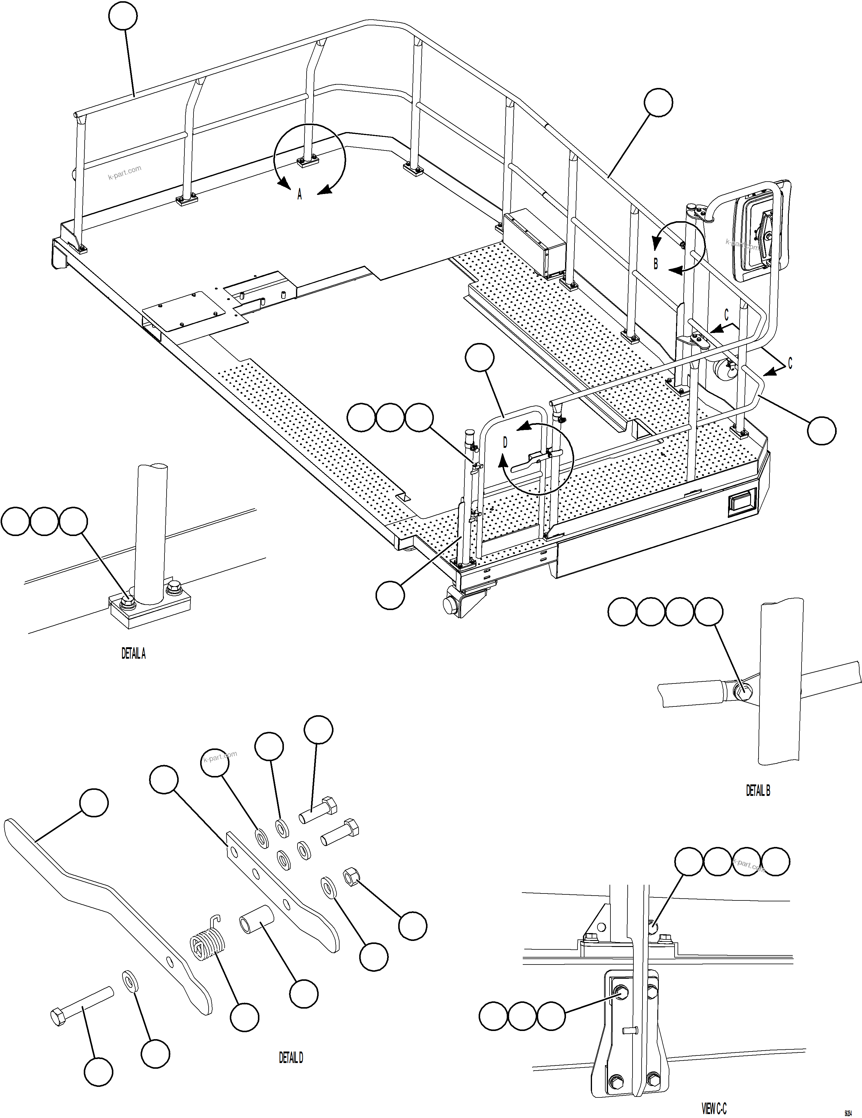 Komatsu parts book diagram for AFE69-A 730E-8 S/N A40002 HAILE GOLD MINE: LH DECK HANDRAILS
