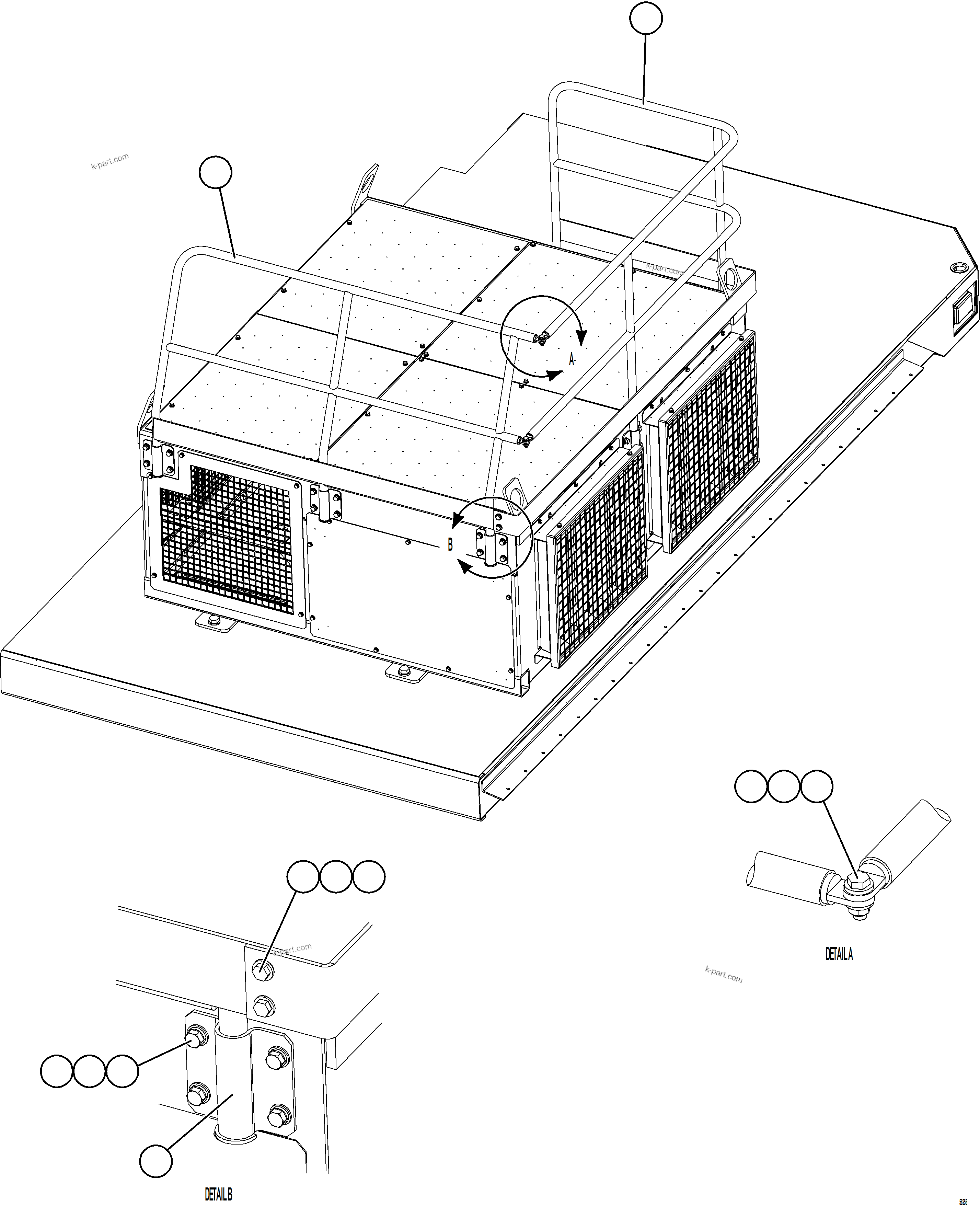 Komatsu parts book diagram for AFE69-A 730E-8 S/N A40002 HAILE GOLD MINE: RETARDING GRID HANDRAILS