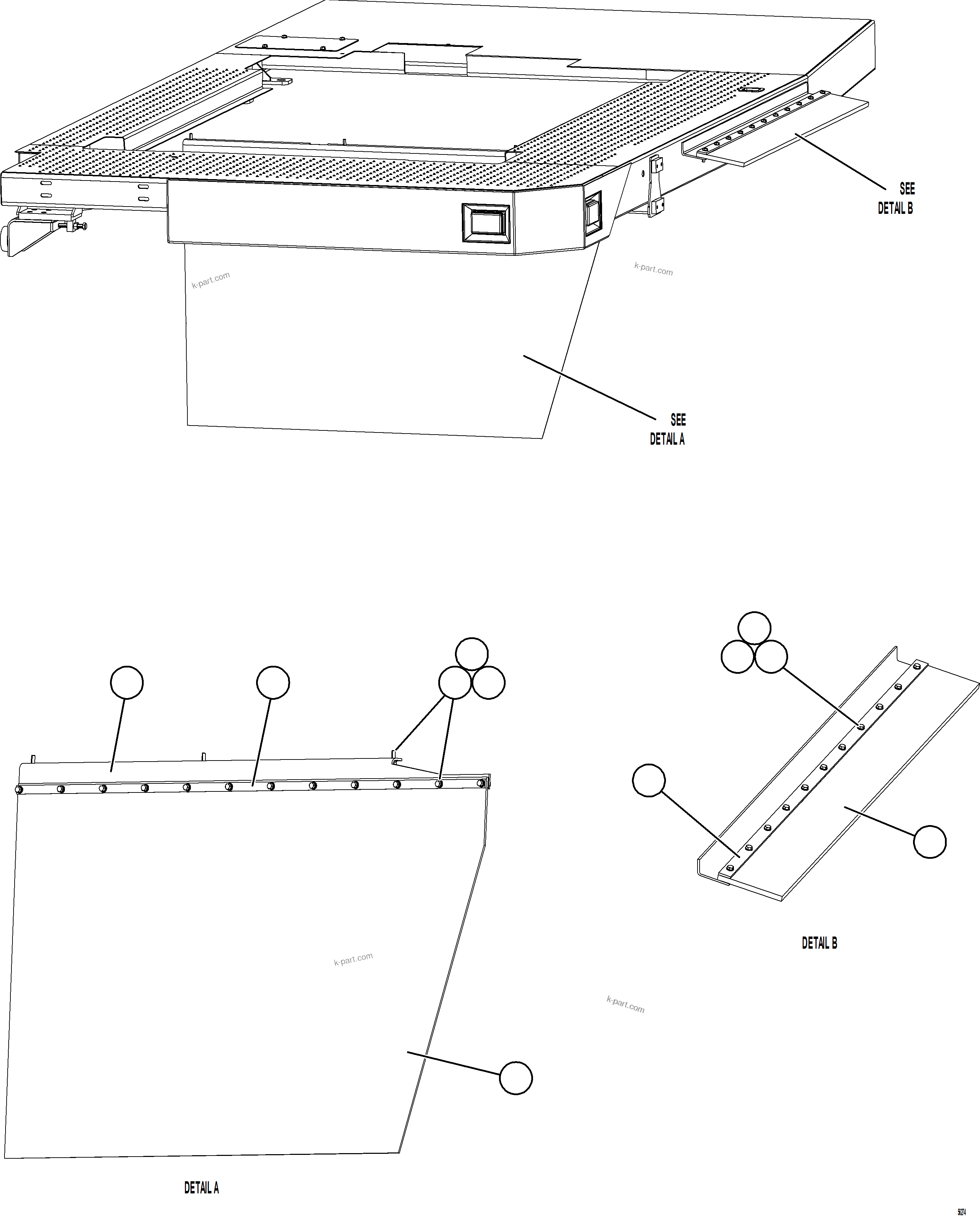 Komatsu parts book diagram for AFE69-A 730E-8 S/N A40002 HAILE GOLD MINE: LH DECK MUD FLAPS