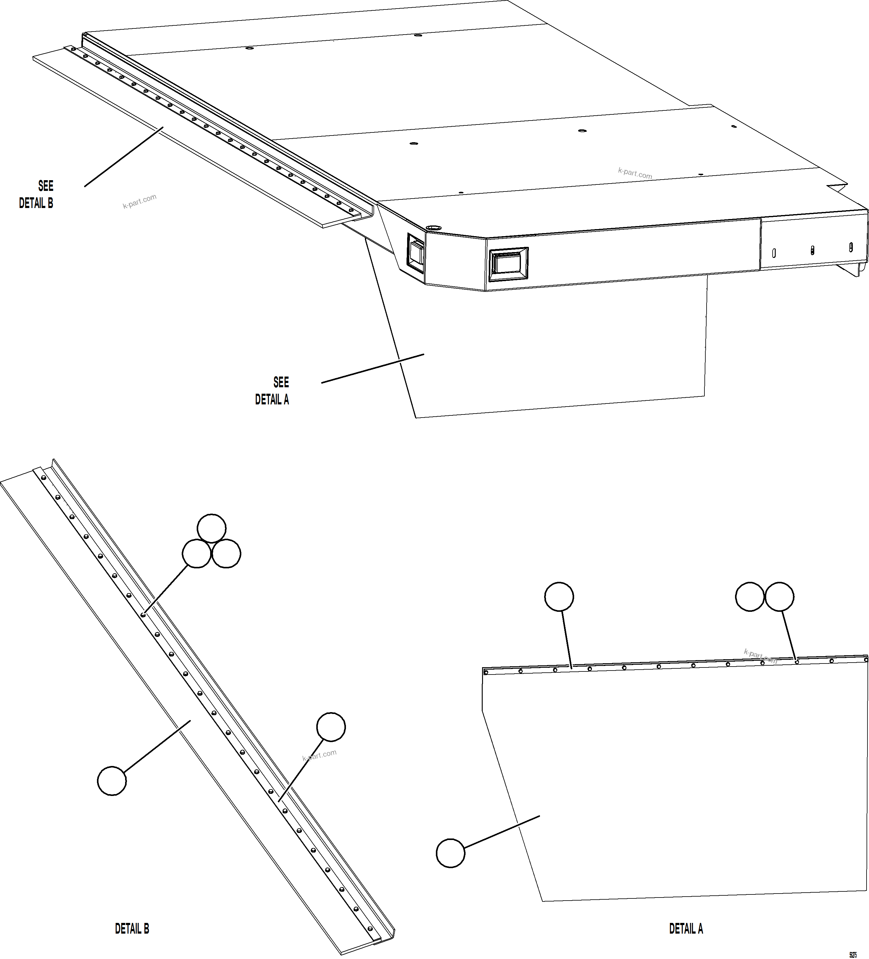 Komatsu parts book diagram for AFE69-A 730E-8 S/N A40002 HAILE GOLD MINE: RH DECK MUD FLAPS