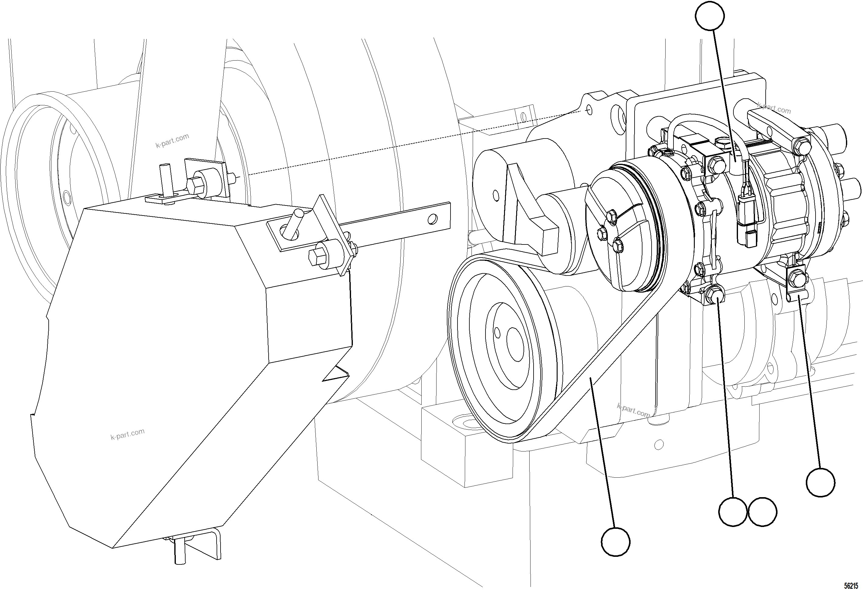 Komatsu parts book diagram for AFE69-A 730E-8 S/N A40002 HAILE GOLD MINE: A/C COMPRESSOR INSTALLATION