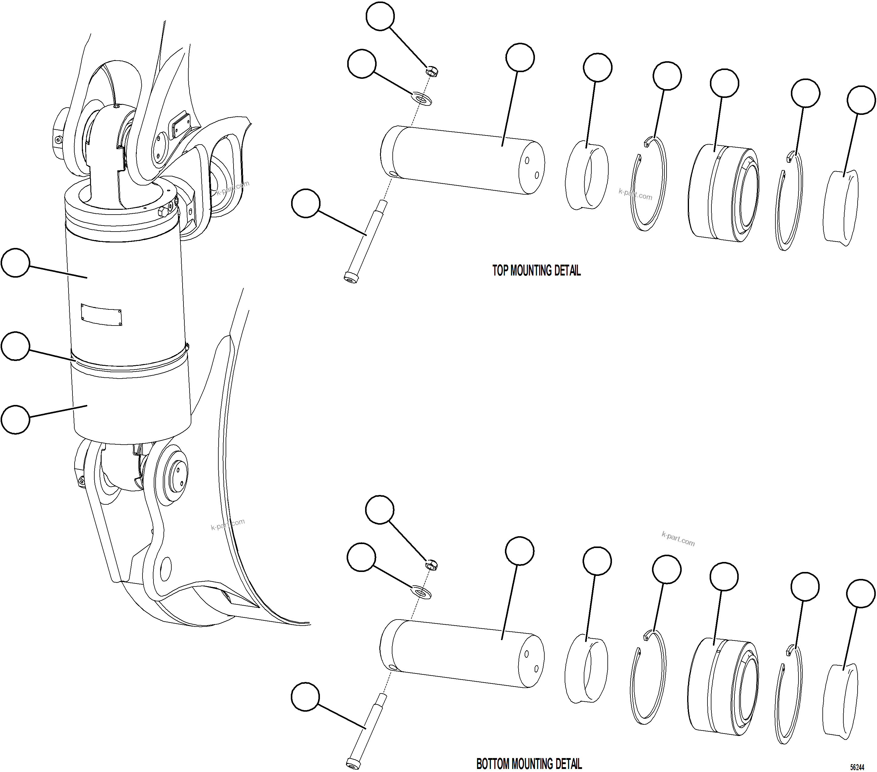 Komatsu parts book diagram for AFE69-A 730E-8 S/N A40002 HAILE GOLD MINE: REAR SUSPENSION INSTALLATION
