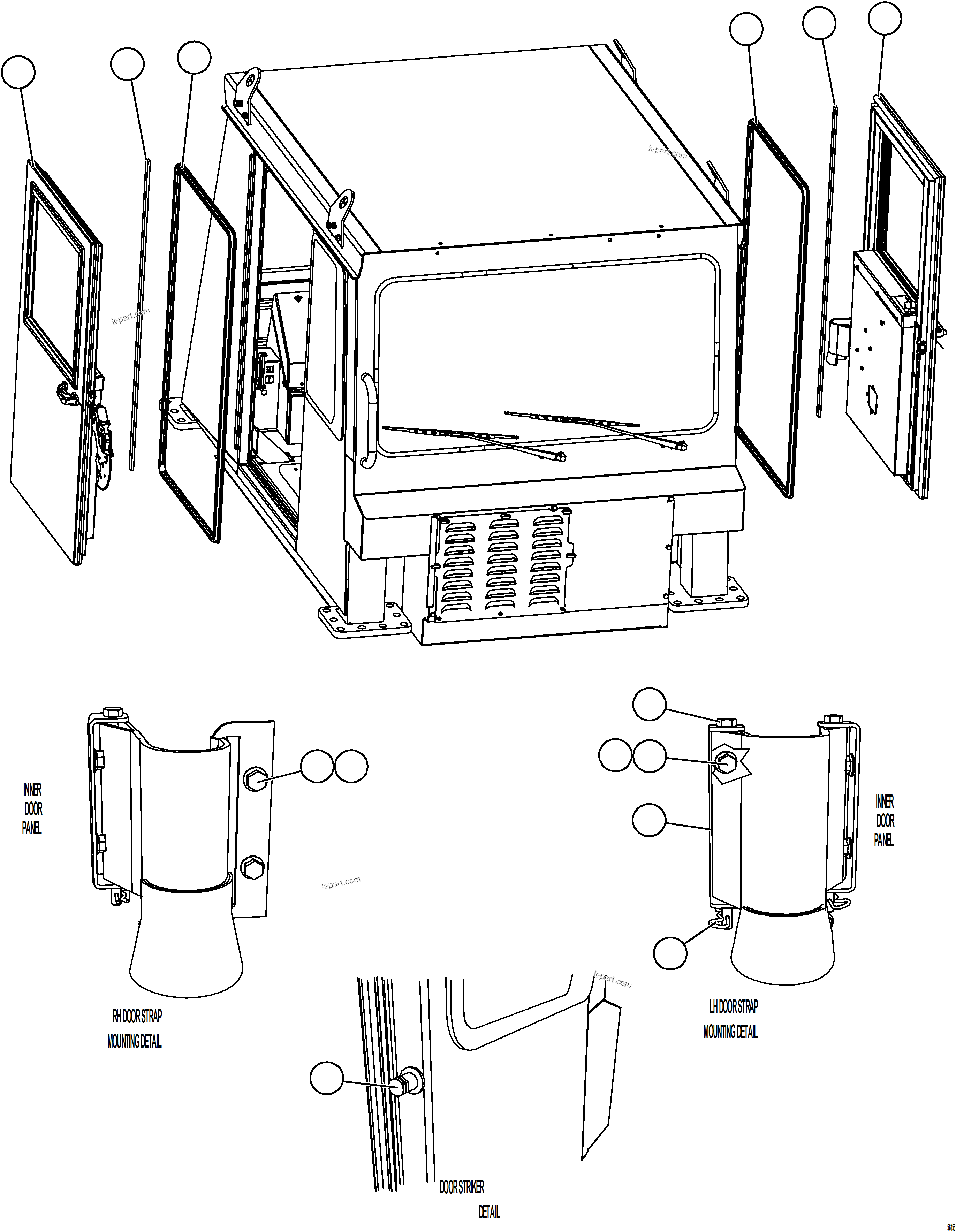Komatsu parts book diagram for AFE69-A 730E-8 S/N A40002 HAILE GOLD MINE: DOOR INSTALLATION