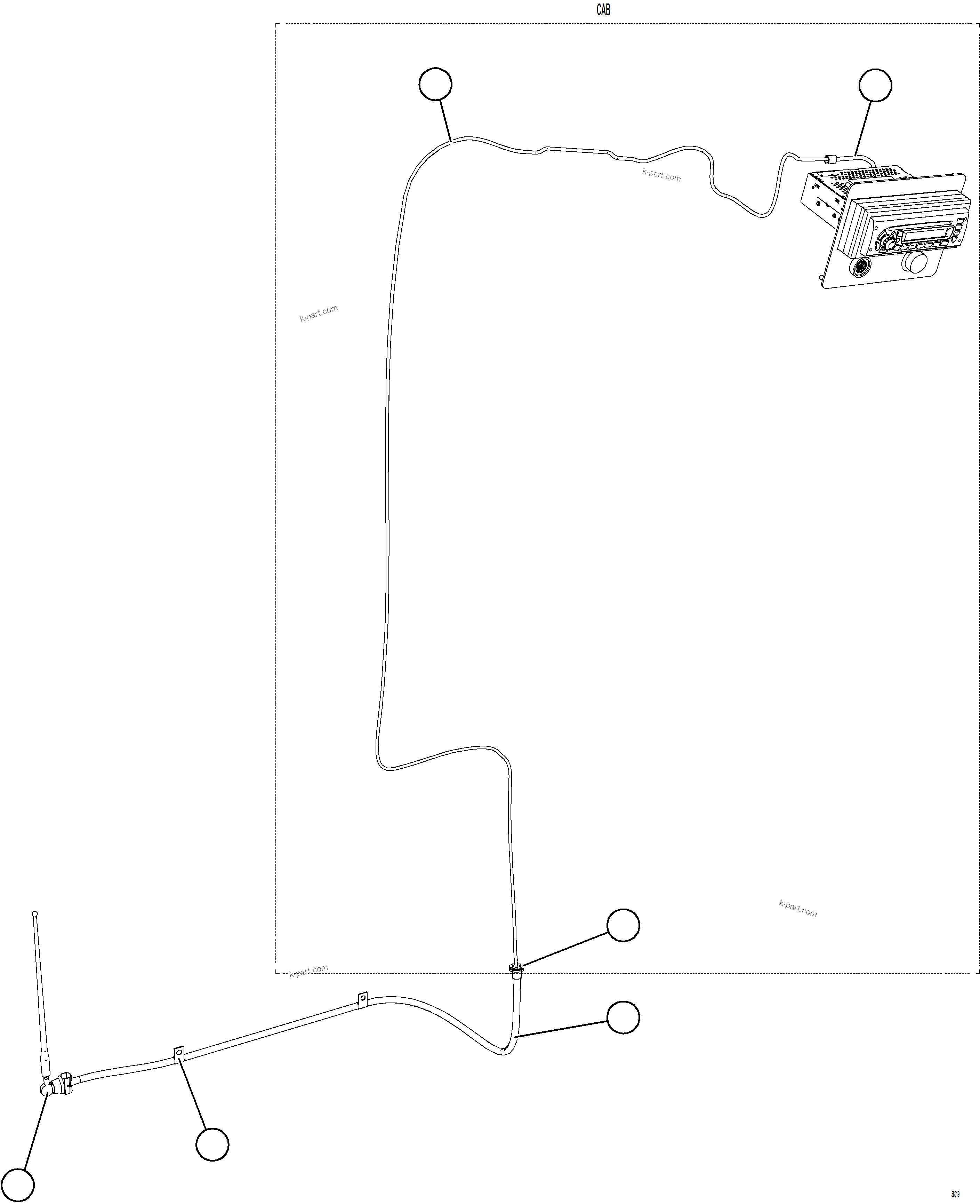 Komatsu parts book diagram for AFE69-A 730E-8 S/N A40002 HAILE GOLD MINE: RADIO ANTENNA INSTALLATION