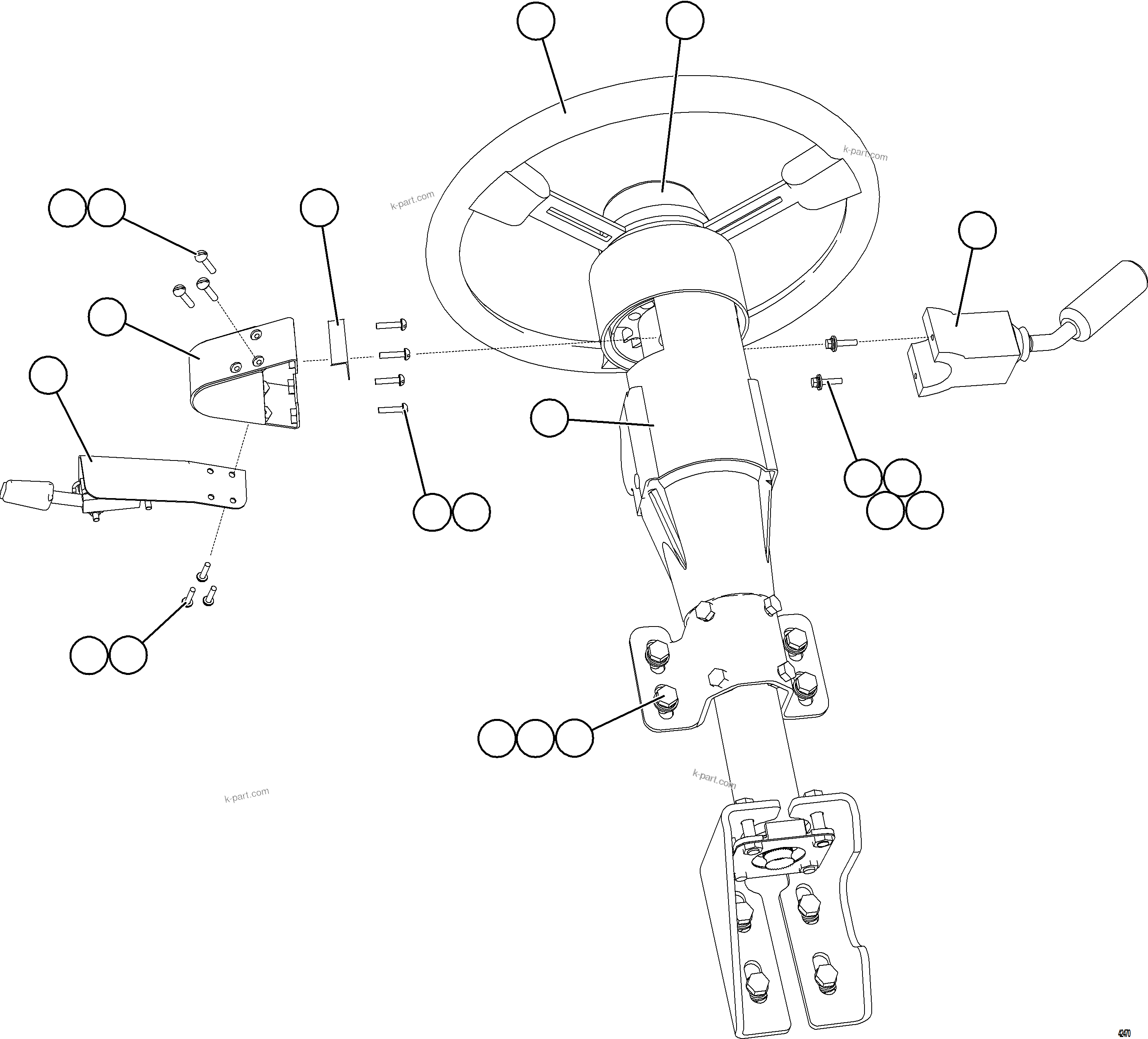 Komatsu parts book diagram for AFE69-A 730E-8 S/N A40002 HAILE GOLD MINE: STEERING COLUMN INSTALLATION