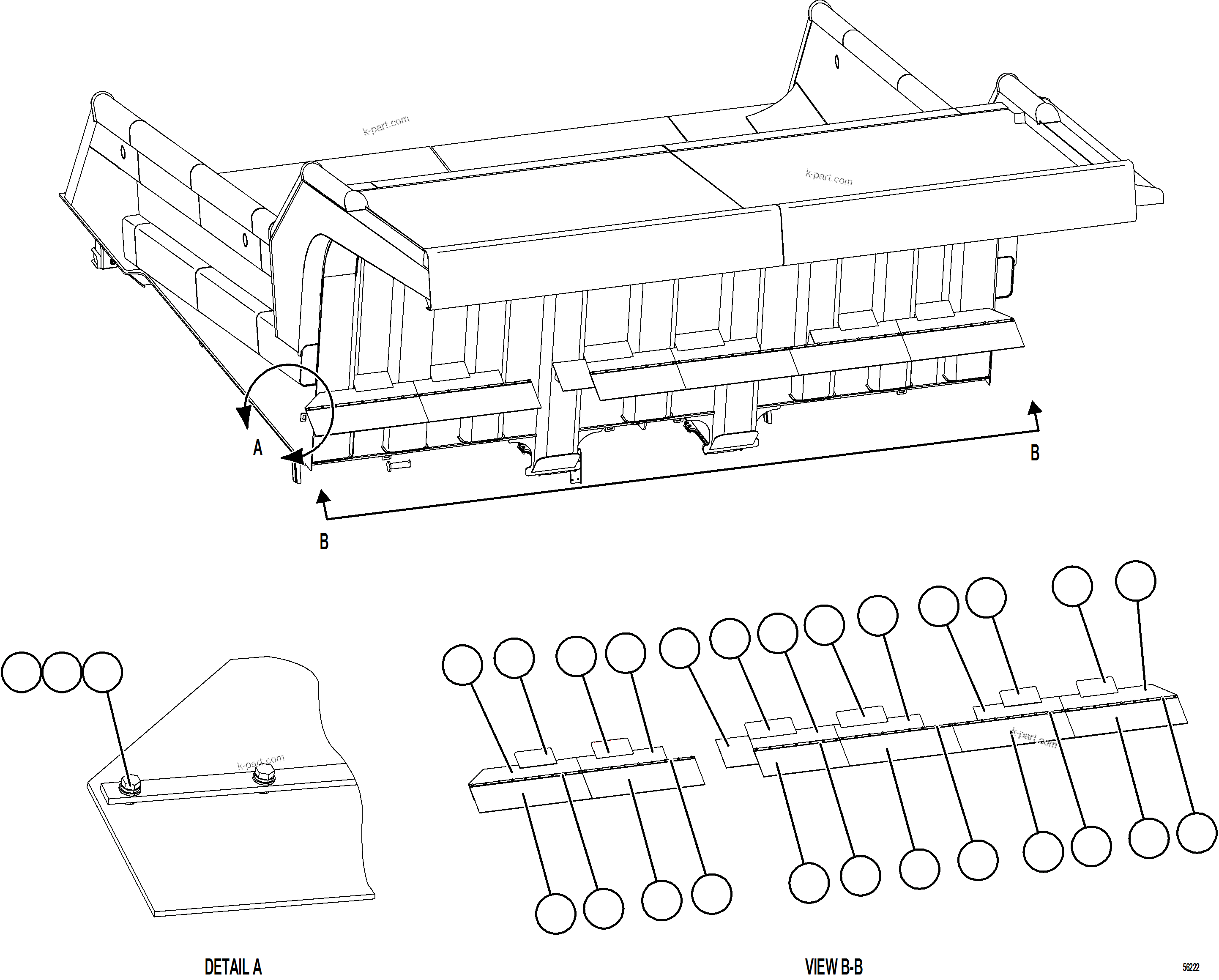 Komatsu parts book diagram for AFE69-A 730E-8 S/N A40002 HAILE GOLD MINE: BODY MUD FLAPS  2/2