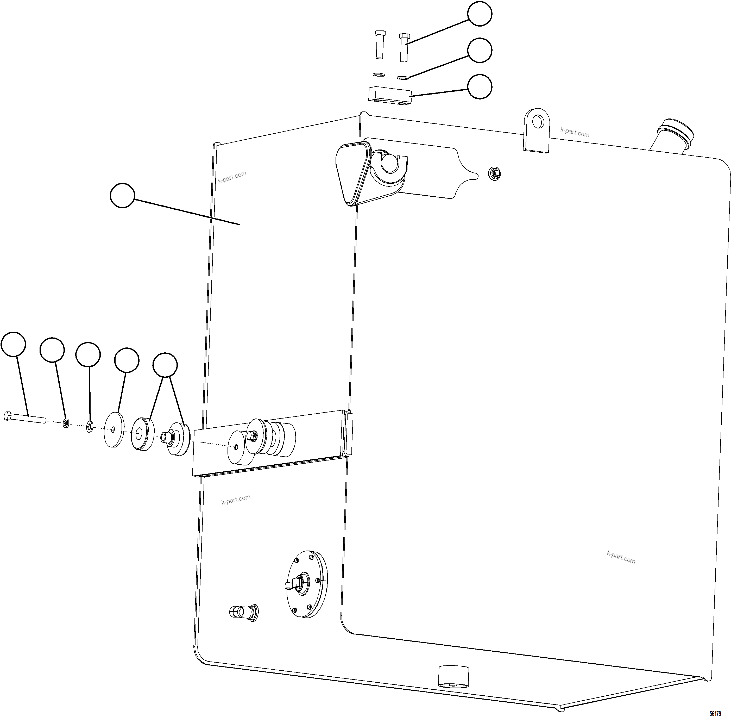 Komatsu parts book diagram for AFE69-A 730E-8 S/N A40002 HAILE GOLD MINE: FUEL TANK MOUNTING