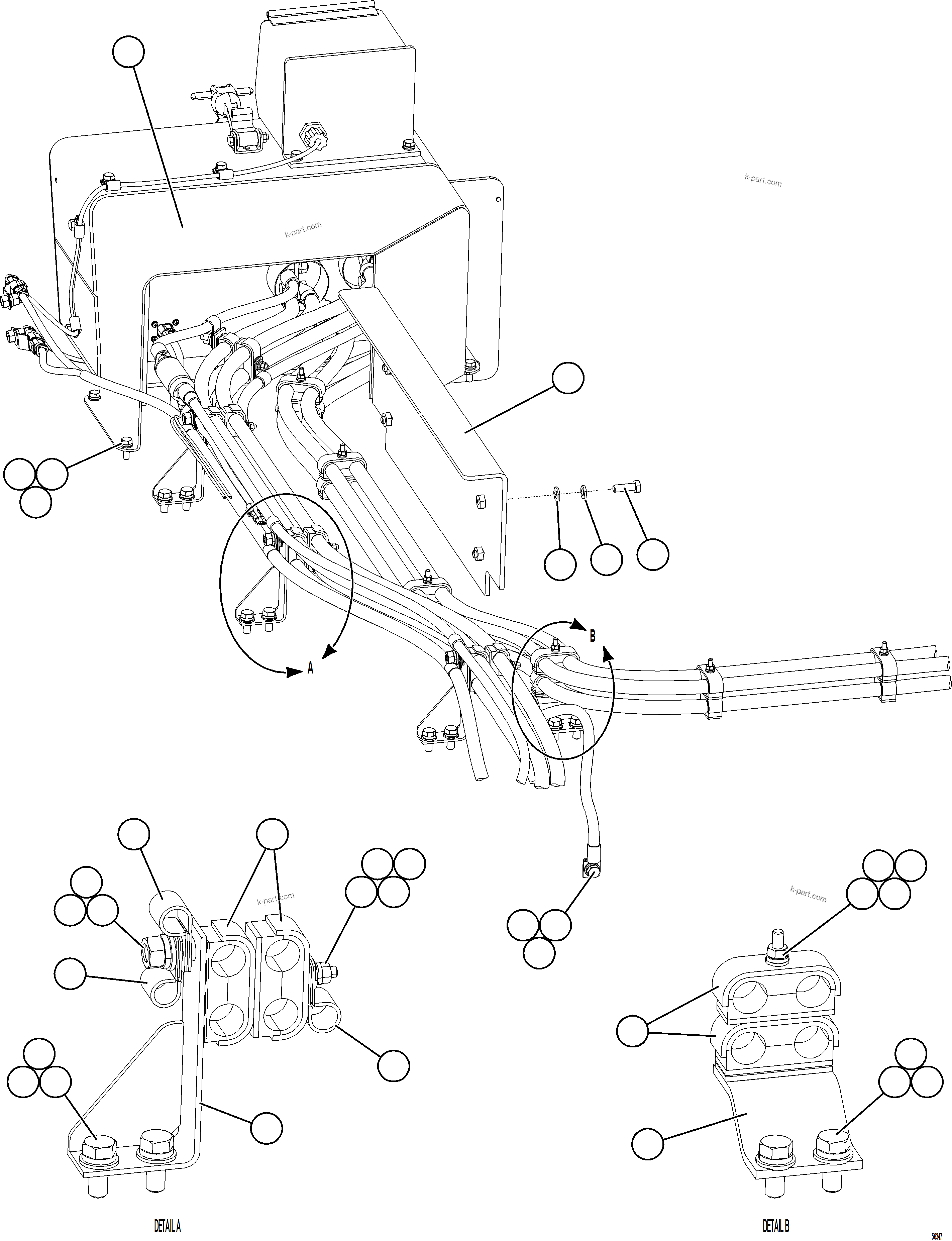 Komatsu parts book diagram for AFE69-A 730E-8 S/N A40002 HAILE GOLD MINE: ISOLATION BOX EXTERNAL WIRING    1/2